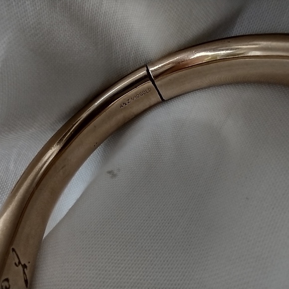 Antique Monogrammed HEJ Floral Golden Cuff Hinged Bracelet By A & Z  1/10 Gold - Picture 6 of 11